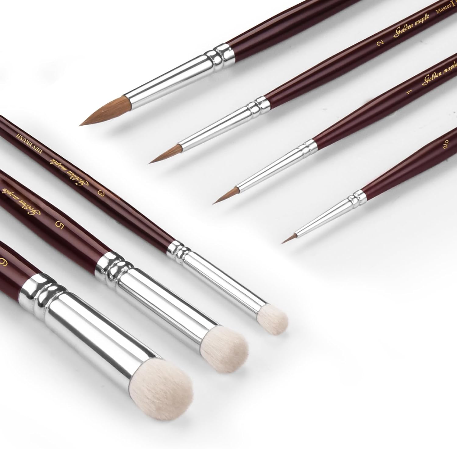 Golden Maple - Base Brush Set (7-Brush, Black)