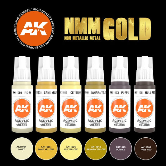 AK Interactive - AK Interactive Acrylic NMM (NON METALLIC METAL) GOLD Set