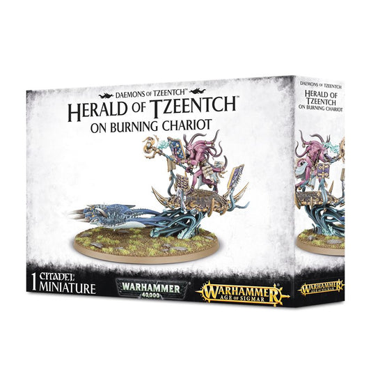 Warhammer 40K - Chaos Daemons - FATESKIMMER, HERALD OF TZEENTCH ON BURNING CHARIOT - BURNING CHARIOT OF TZEENTCH - EXALTED FLAMER OF TZEENTCH - CHANGECASTER